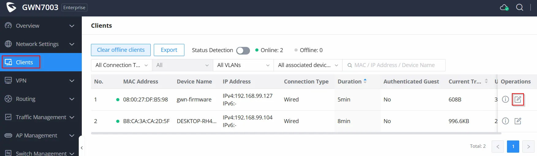 Klienter en fast IP adresse
